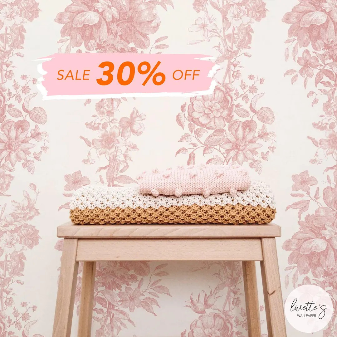 Floral Nursery Wallpaper Baby Pink Wallpaper Cute Pastel Pink Wallpaper Vintage Floral Peel and S... | Etsy (US)