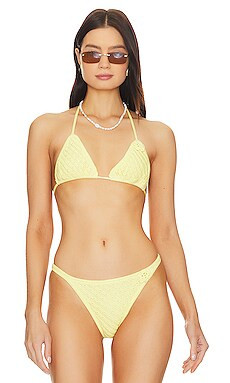 Frankies Bikinis Chloe Crochet Triangle Top in Honey Butter from Revolve.com | Revolve Clothing (Global)