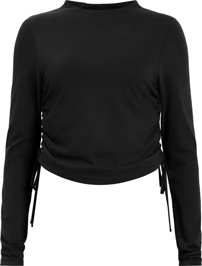 AllSaints Beta Ruched Funnel Neck Crop Top | Nordstrom | Nordstrom