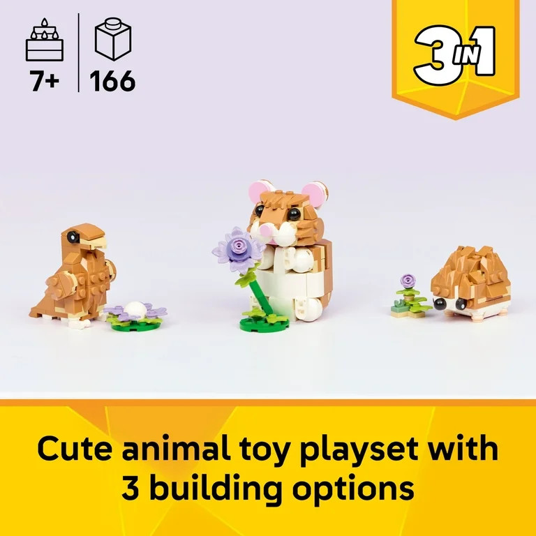 LEGO Creator 3 in 1 Cute Hamster with a Flower - Building Toy for Girls & Boys, Ages 7+ - Easter ... | Walmart (US)