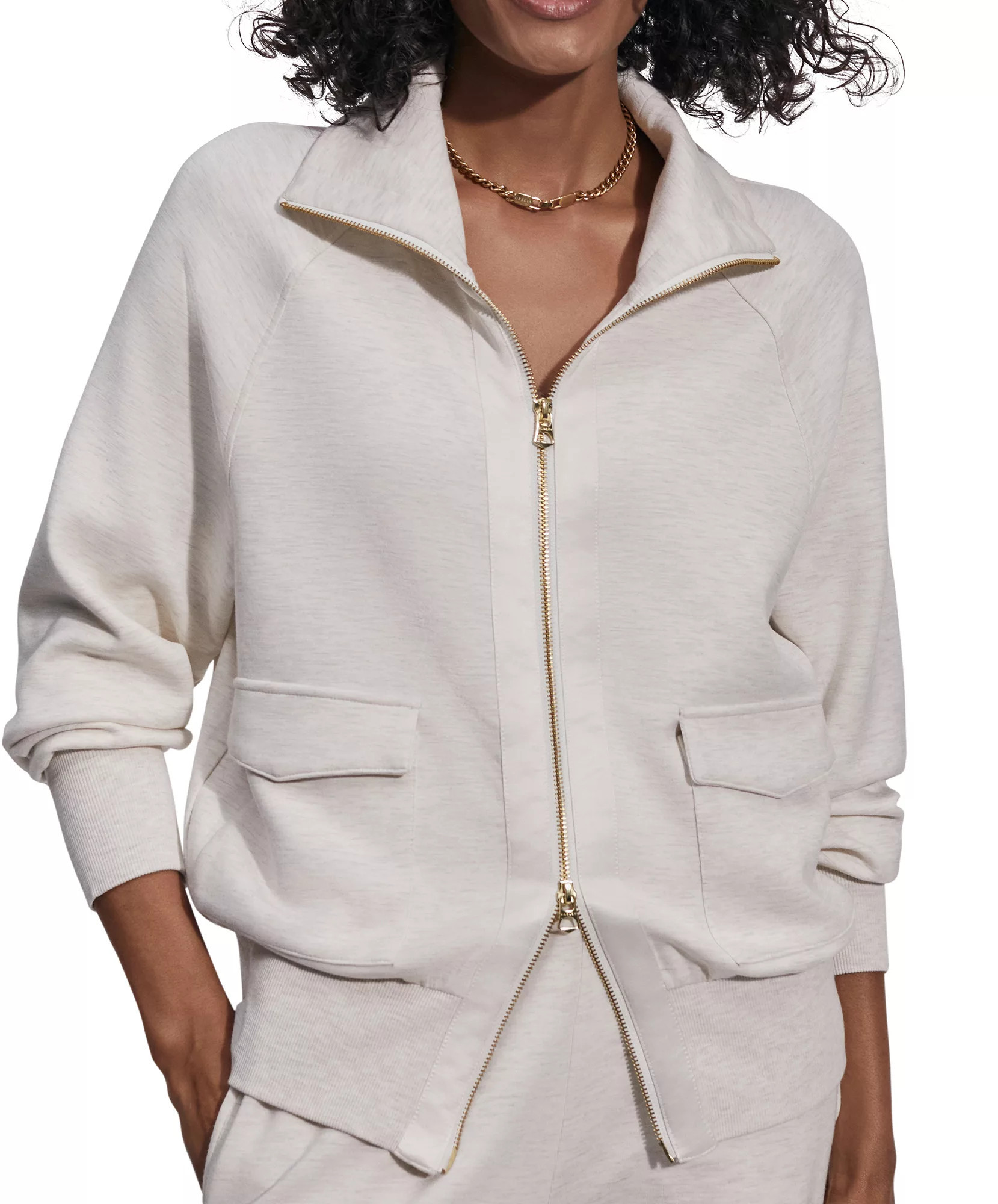 Varley Women's Roxbury Zip Through Jacket, Medium, Ivory Marl | Public Lands