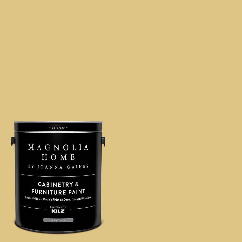 Magnolia Home Magnolia Home by Joanna Gaines Satin Heirloom Yellow MAG047 Tintable Cabinet Furniture Paint Enamel ( 1-gallon ) | MAG047-4141123 | Lowe's