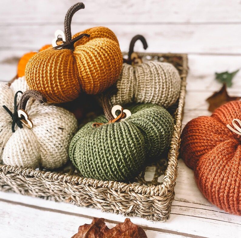 SET of 3 Knitted Pumpkins Fall Decor Thanksgiving | Etsy | Etsy (US)