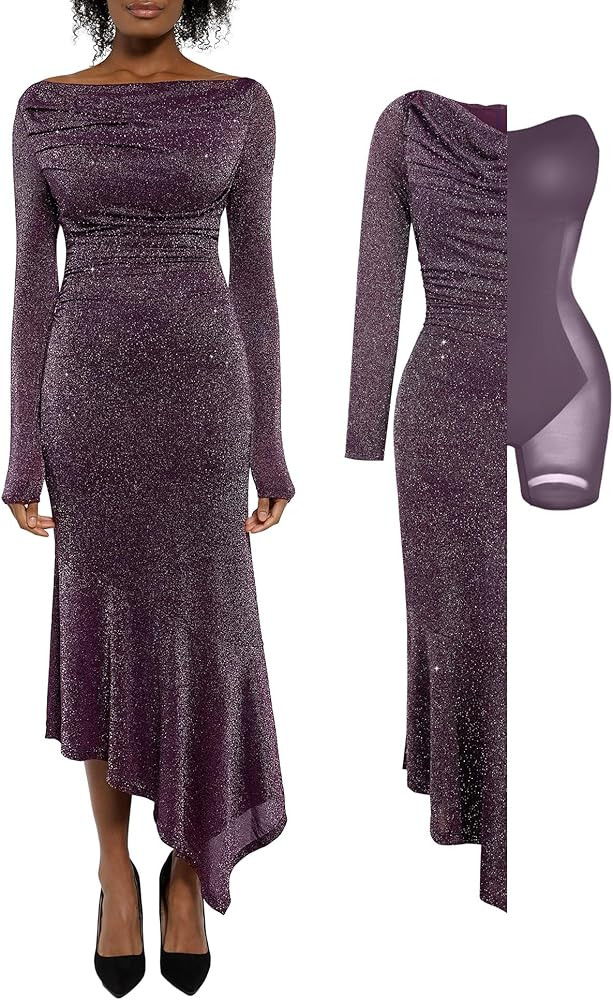 Popilush Sparkly Dresses for Women Long Sleeve Off The Shoulder Cocktail Dresses Bodycon Shapewea... | Amazon (US)