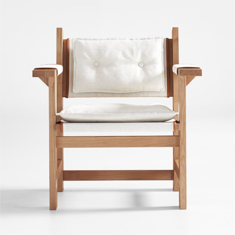 Shinola Utility Linen Wood Arm Linen Chair | Crate and Barrel | Crate & Barrel