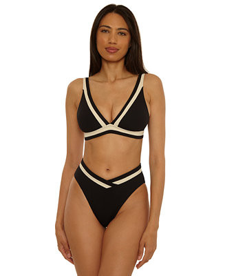 Women's Coast Line Fine Rib Color-Block Swim Top | Macy's