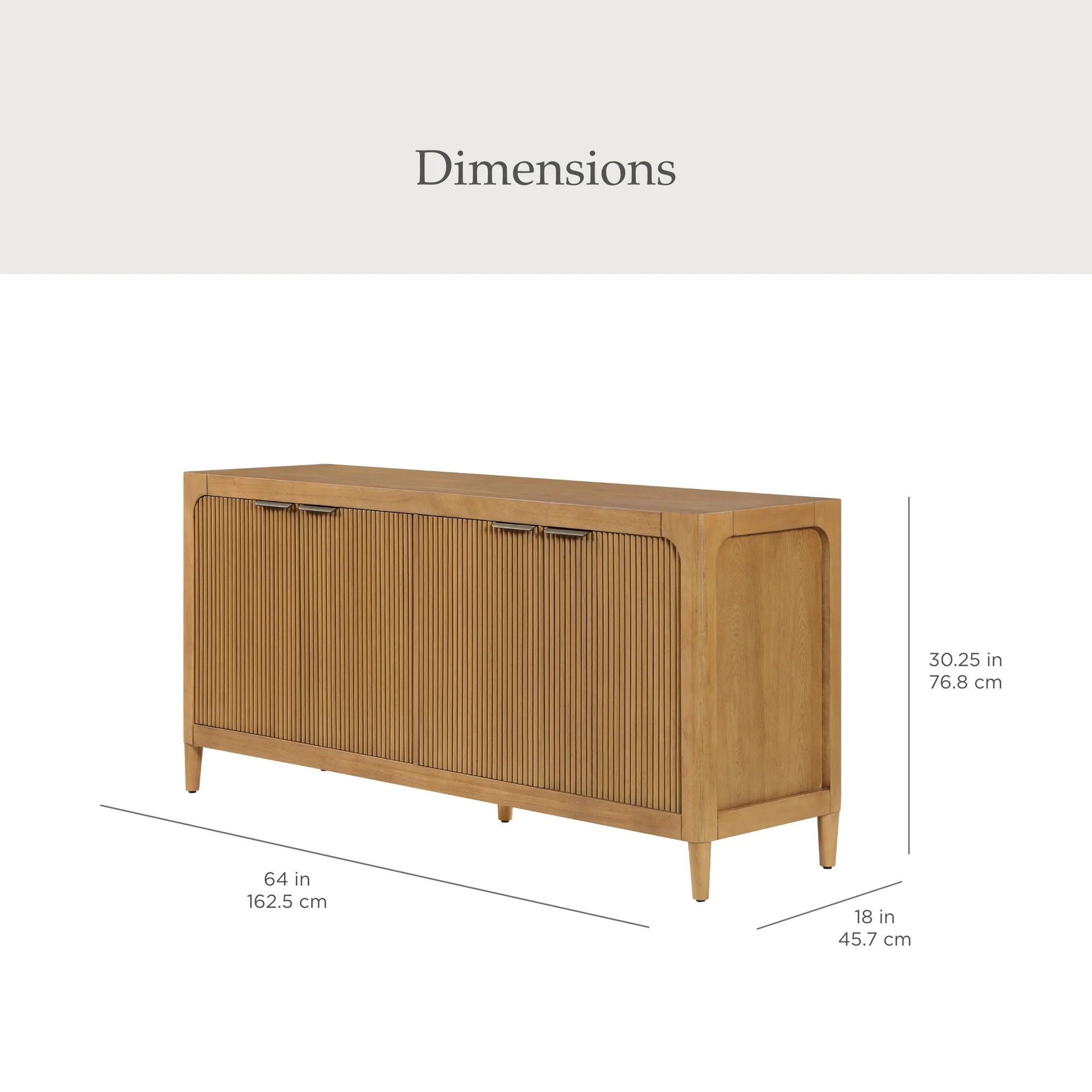 My Texas House Linden Fluted Buffet Cabinet Sideboard with Adjustable Shelves, Warm Brown | Walmart (US)