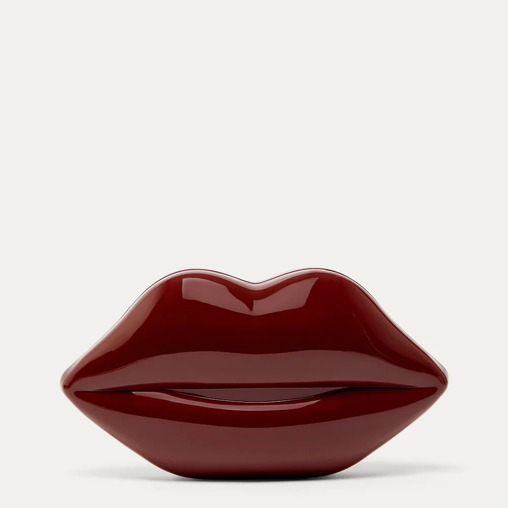 GARNET RED MEDIUM LIPS CLUTCH BAG | Lulu Guinness (UK)