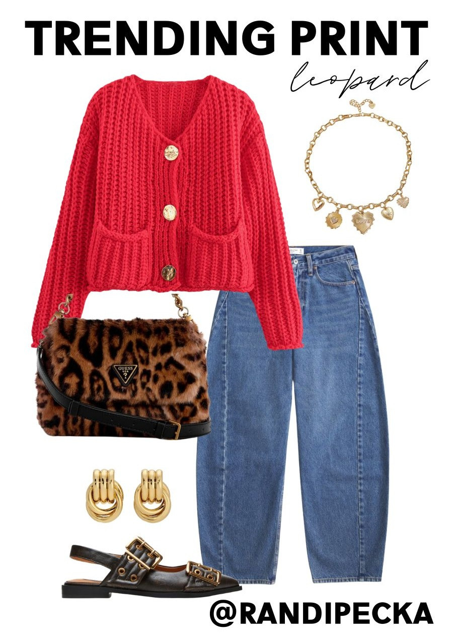 how to style barrel jeans, denim, leopard handbag, red sweater outfit  

 #LTKFindsUnder50 #LTKStyleTip #LTKShoeCrush