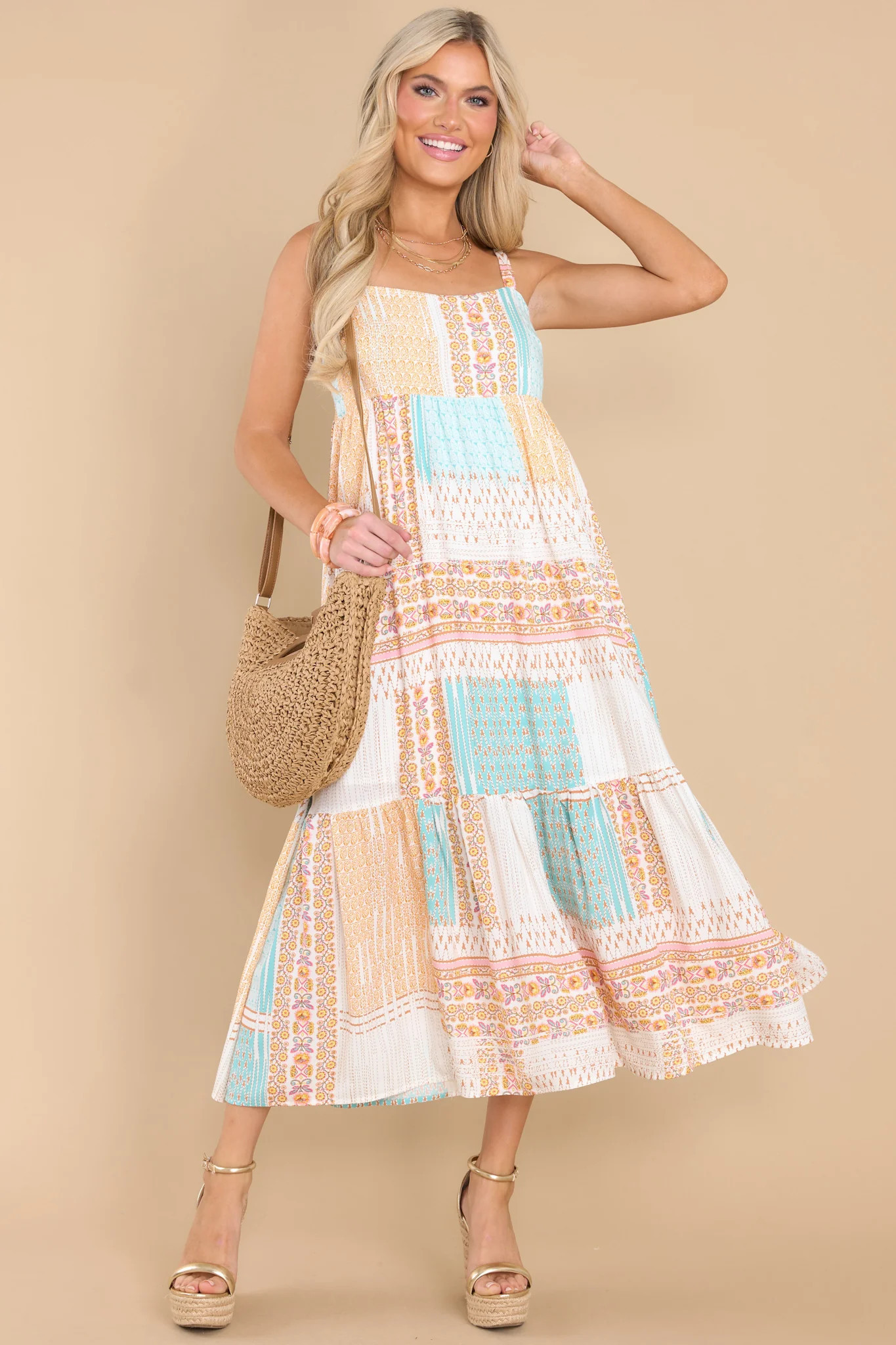 Dreamy Admiration Orange Multi Print Maxi Dress | Red Dress 