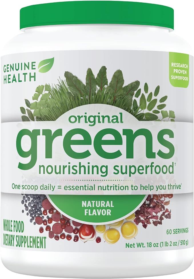 Genuine Health Greens Original, Natural Flavour, Superfood Powder, Non GMO, 510g Tub, 60 Servings | Amazon (US)
