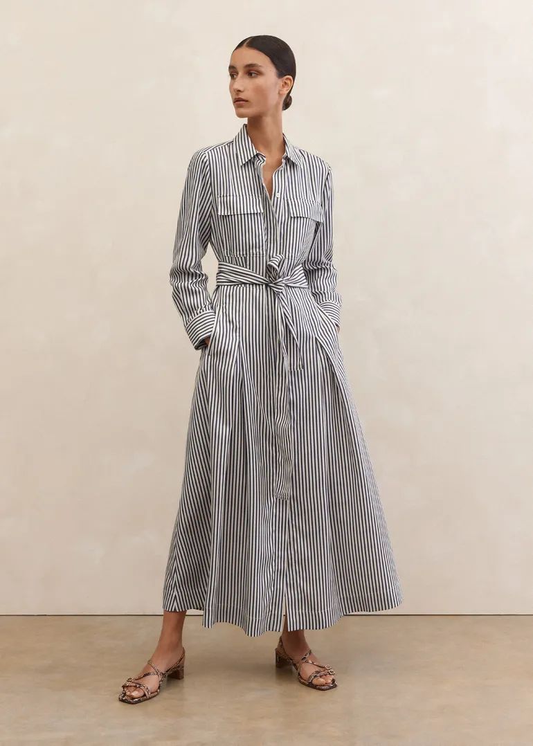 Fluid Stripe Maxi Shirt Dress + Belt | ME + EM