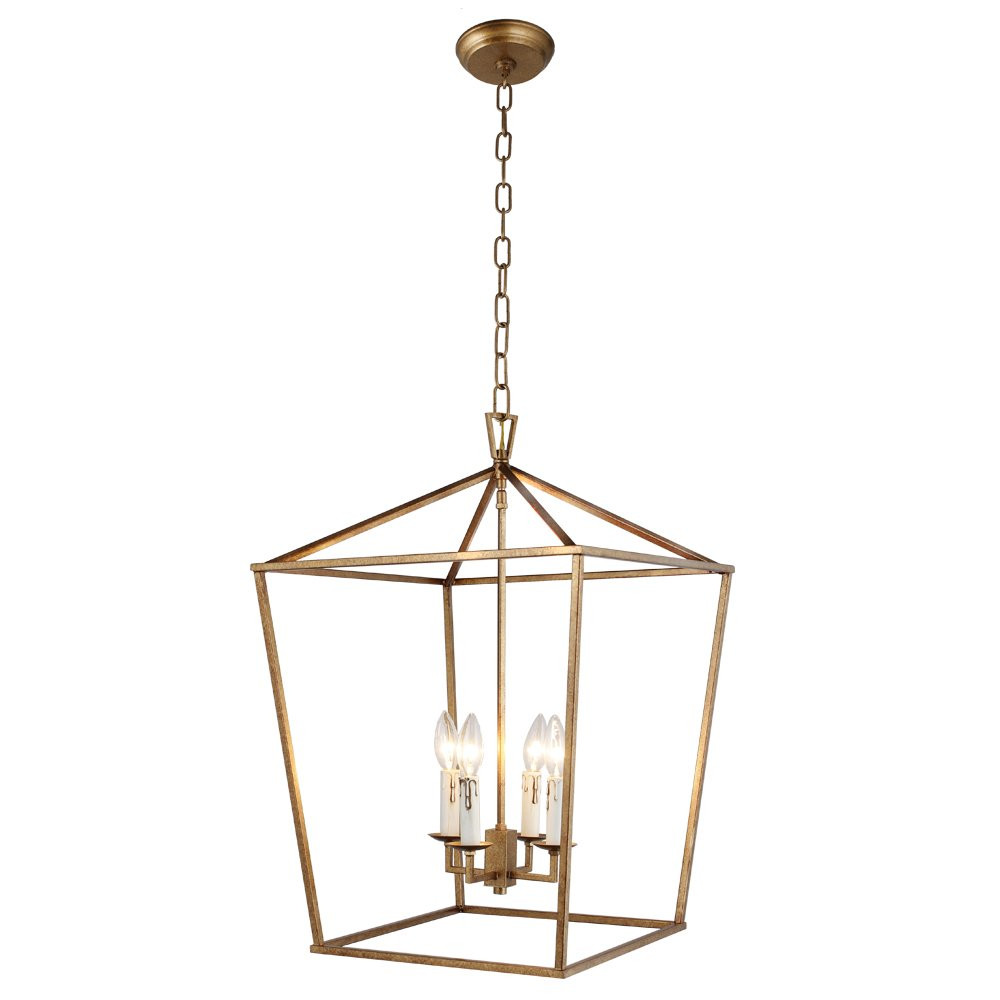 Decomust Openwork Lantern Pendant Stairway Entry Kitchen Hall Foyer Fixture Chandelier (Gold) | Amazon (US)