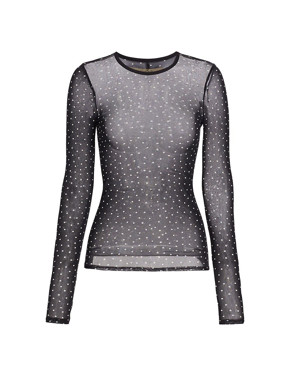 Enza Costa Mesh Long-Sleeve Crewneck Top | Saks Fifth Avenue