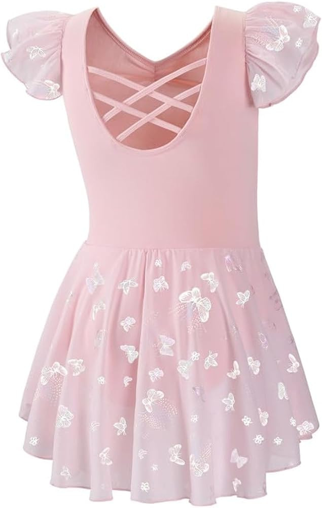 DIPUG Ballet Leotards for Girls with Skirt Shiny Toddler Dance Leotard Butterfly | Amazon (US)