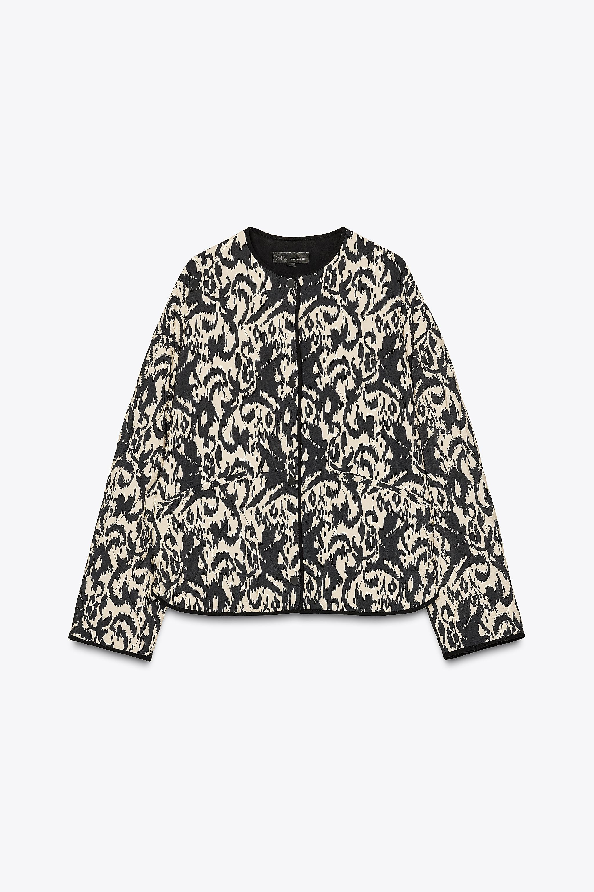 Round neck long sleeve jacket. Front welt pockets. Front snap button closure. | Zara US