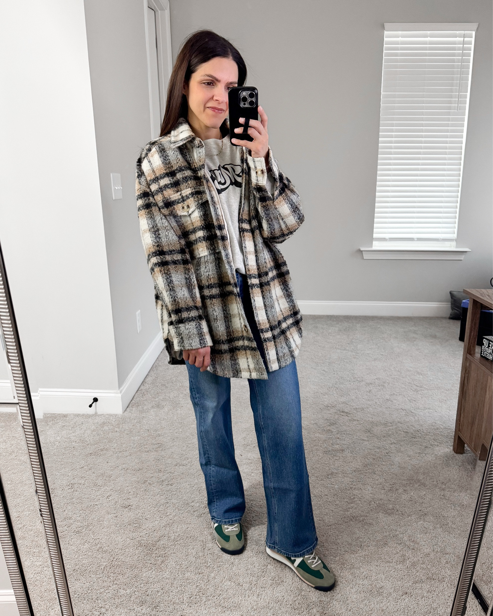 Winter outfit inspo

Shacket - linked similar
Secret Sauce Jean - tts, took short length 
Graphic sweatshirt - tts
Sneaker - tts 

#LTKStyleTip