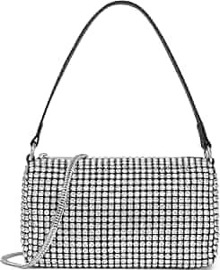Rhinestone Bling Bag Purse Sliver Clutch Sparkly Crossbody Bags for Women Crystal Glitter Handbag... | Amazon (US)