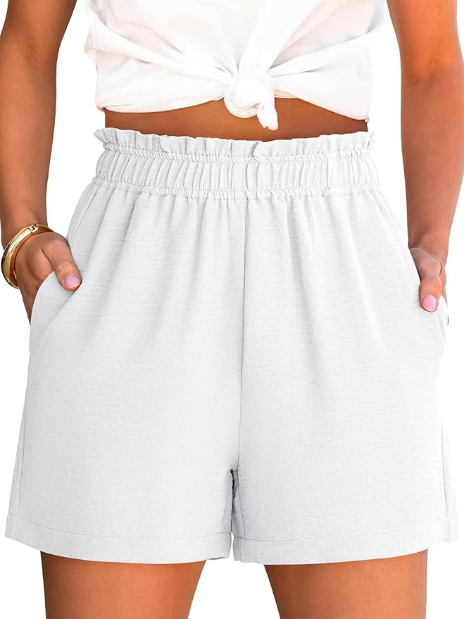 ANRABESS Shorts for Women,Dressy Casual Elastic High Waisted,Comfy Lightweight Airy,Summer Shorts... | Amazon (US)