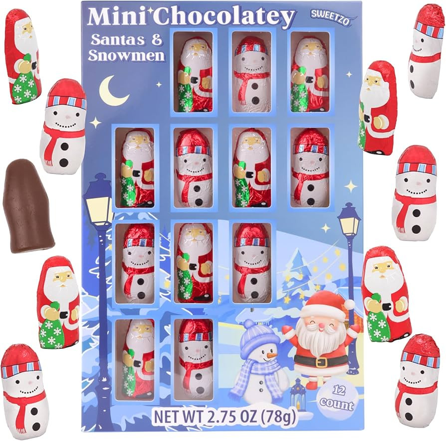 Mini Chocolatey Santas and Snowmen, Individually Foil Wrapped Candies, Christmas Stocking Stuffer... | Amazon (US)