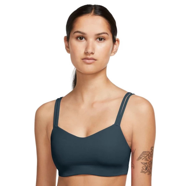 Women's Nike Zenvy Strappy Sports Bra Large Armory Navy/White | Scheels
