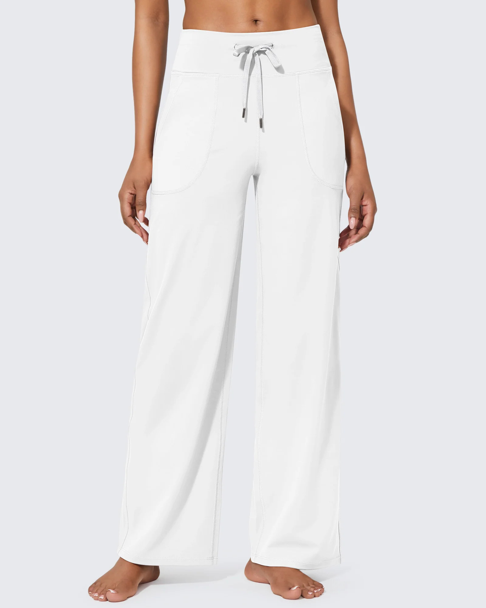 Business Casual High-Waist Wide Leg Pants - White / XL | g4free activewear