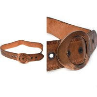 Vintage 90S Brown Leather Western Belt With Copper Buckle Flower Embossed | Etsy (US)