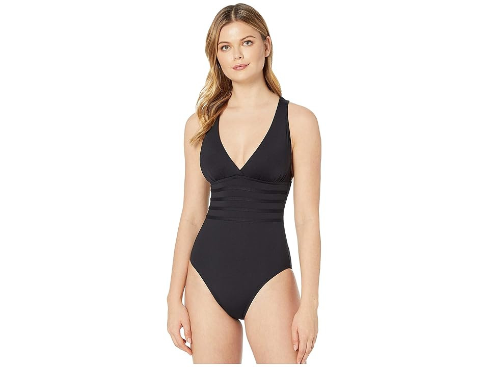 La Blanca Island Goddess Multi Strap Cross-Back One-Piece (Black) Women's Swimsuits One Piece | Zappos