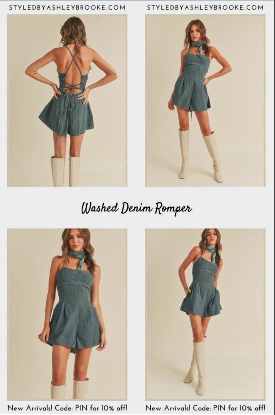 Available for purchase at styledbyashleybrooke.com

Will link similar denim romper styles

#LTKstyletip #LTKFind #LTKunder100