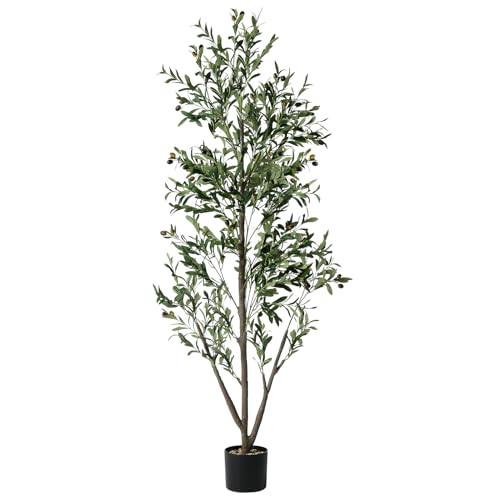 Olive Trees Artificial Indoor, 6FT Tall Faux Olive Tree with Lights Moss and Planter, Artificial ... | Amazon (US)