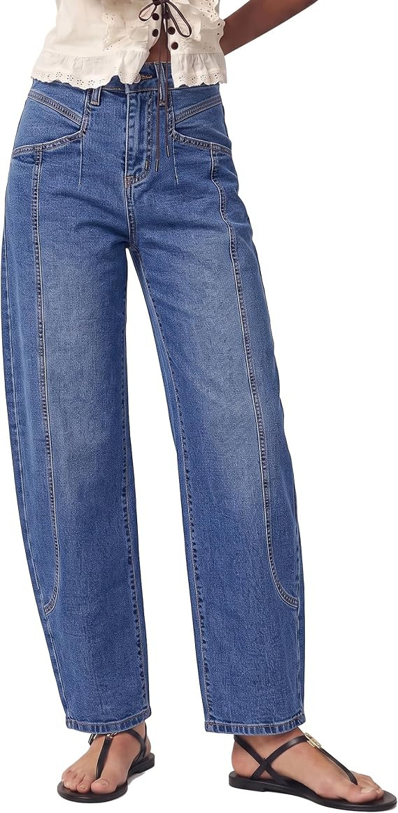 luvamia Barrel Jeans Women Baggy High Waisted Stretchy Ankle Denim Pants | Amazon (US)