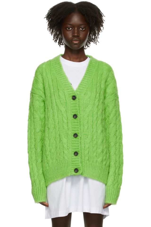 Green Cable Knit Cardigan | SSENSE