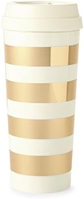 Kate Spade New York Thermal Travel Coffee Mug Tumbler, 16 Ounces, Gold Stripe | Amazon (US)