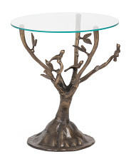 21.5in Cast Aluminum Birds And Leaves End Table | TJ Maxx