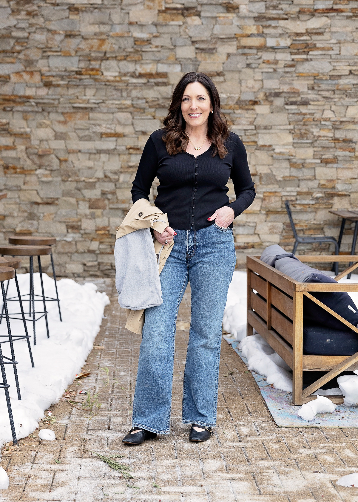 Still layering season over here 🤍 I’m loving a lightweight cardigan with wide-leg jeans for that in-between weather. 

 #LTKootd #LTKSeasonal #LTKOver40