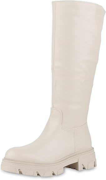 VAN HILL Damen Plateaustiefel mit Blockabsatz Profilsohle | Amazon (DE)