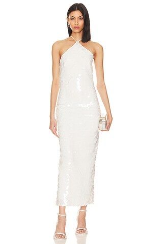 The New Arrivals by Ilkyaz Ozel BlancaTriangle Neck Dress in White Sequin from Revolve.com | Revolve Clothing (Global)