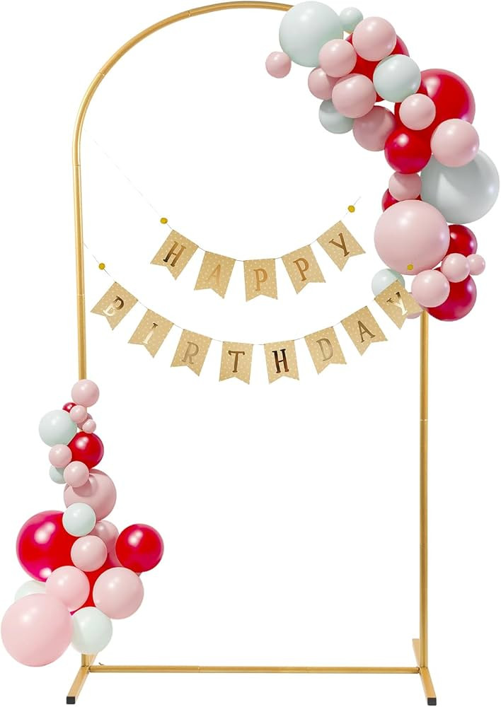 Metal Wedding Arch Backdrop Stand,6FT Gold Balloon Arched Frame Stand with Base for Wedding Cerem... | Amazon (US)