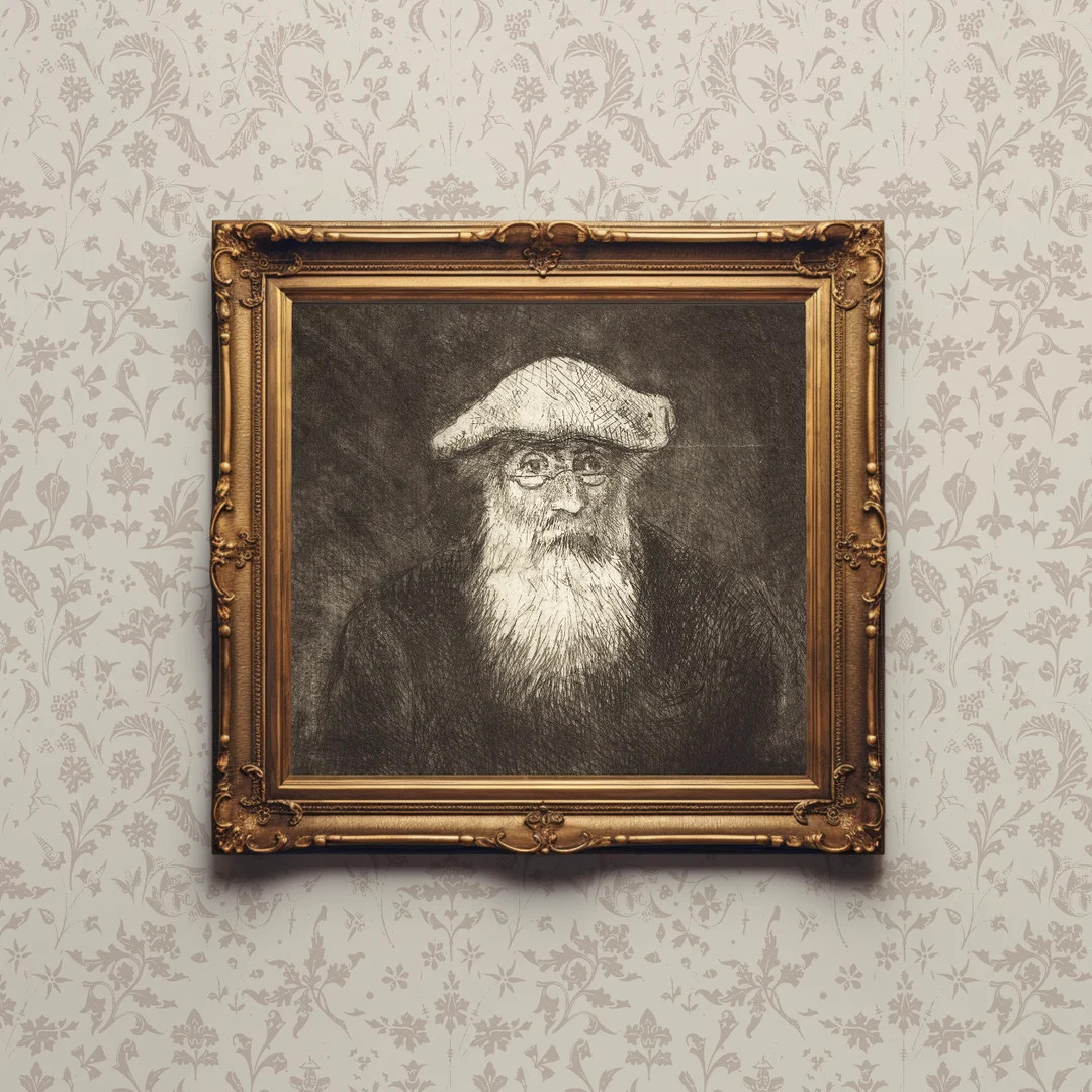 Vintage Male Self Portrait Man Sketch Fine Art Downloadable Print Neutral Wall Art Black and Whit... | Etsy (US)