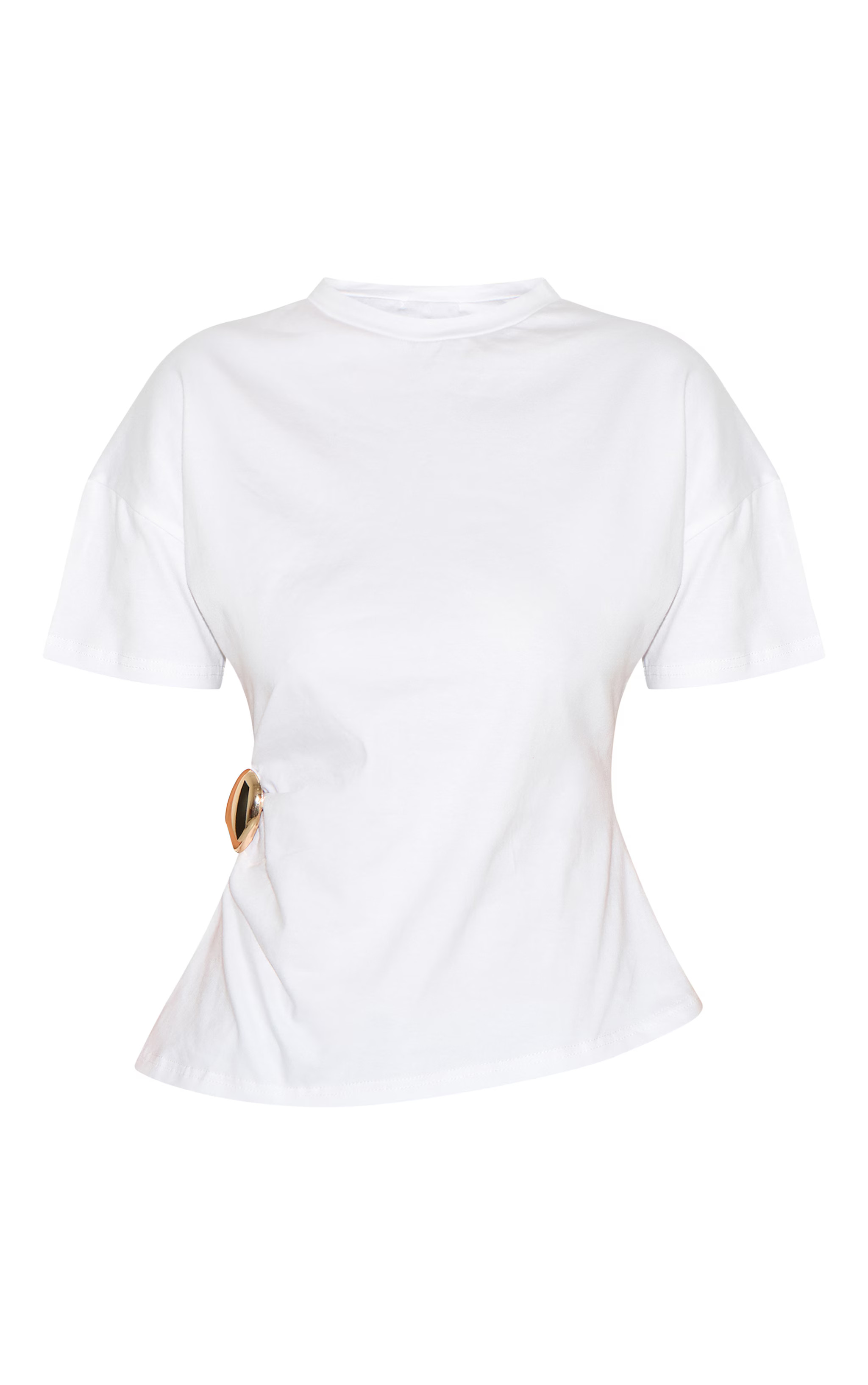 White Trim Detail Asymmetric Hem T Shirt | PrettyLittleThing US