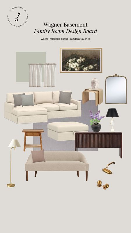 basement family room sources.

cafe curtains, samsung tv frame & art, sectional, curve table, brass wall mirror, wood console, ottoman, side table, settee, floor lamp, rug, brass hardware  

#LTKFind #LTKhome