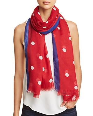 Aqua Border-Stripe Polka Dot Scarf - 100% Exclusive | Bloomingdale's (US)