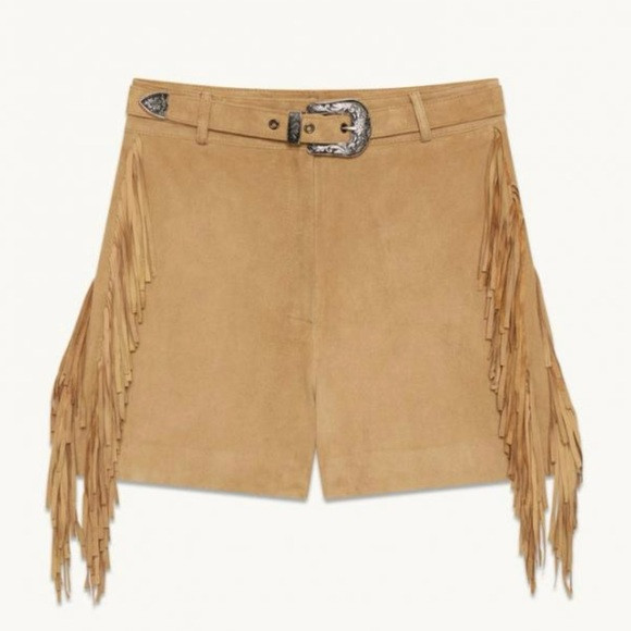 Maje Izmir High-Rise Fringed Sued Shorts | Poshmark