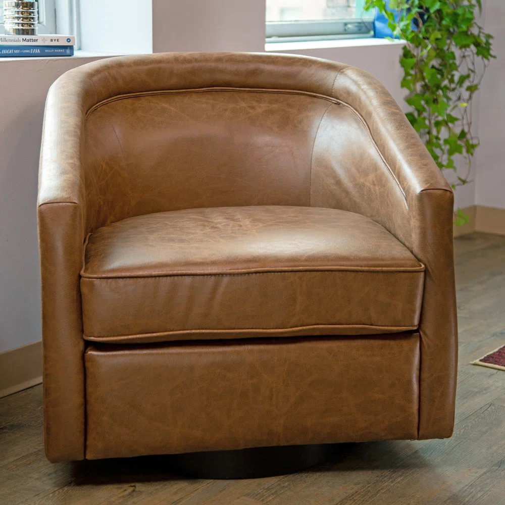 Kiersten Faux Leather Swivel Barrel Chair | Wayfair North America