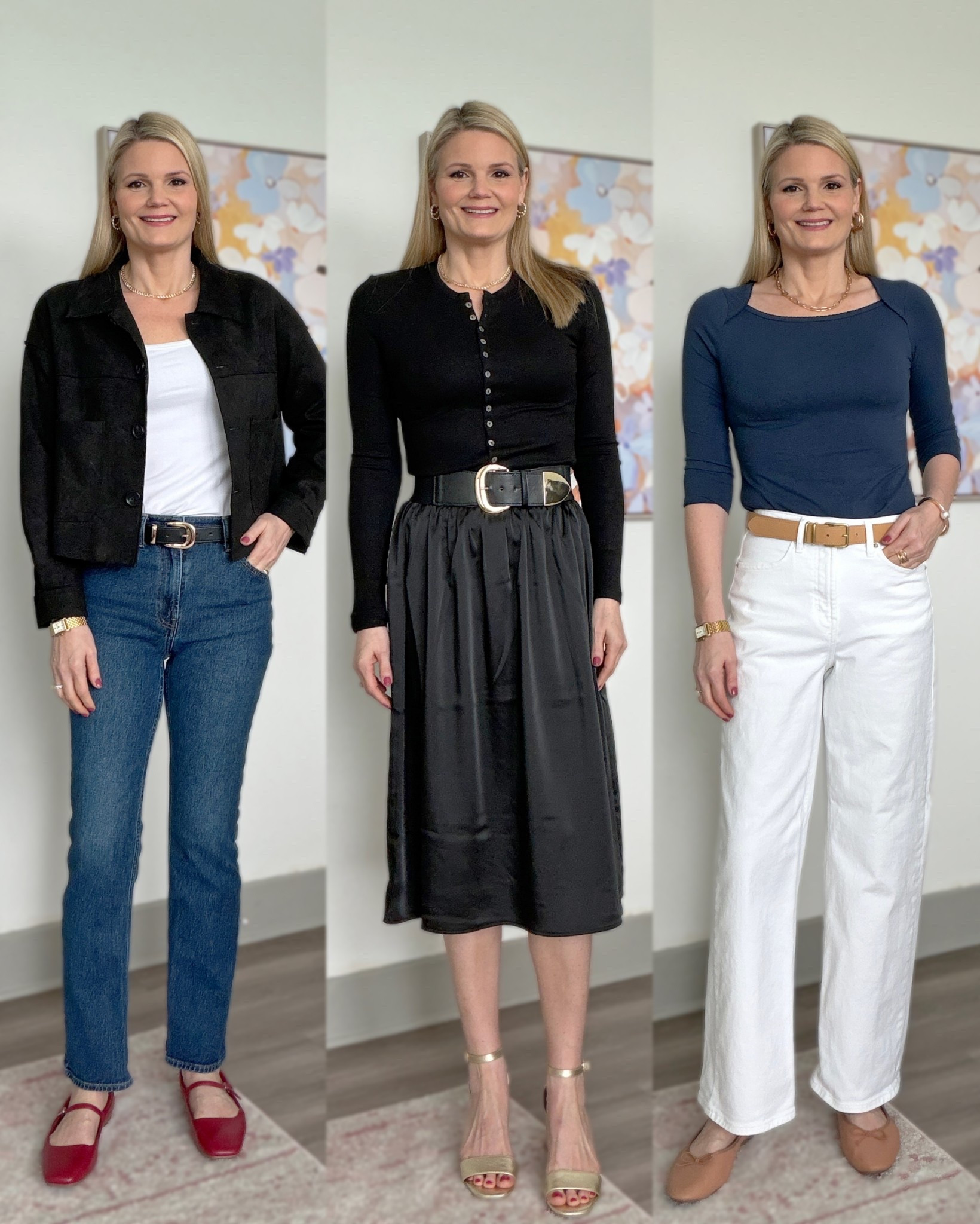 Amazon PrettyGuide has the softest, stretchiest tee shirts! Wearing a small in the black top, medium in navy and white. Could have done a medium in the black top too. Size up for a little better fit  

#LTKOver40 #LTKSaleAlert #LTKootd