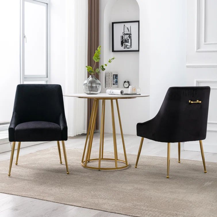 Velvet Dining Chair With Gold Legs Set Of 2 (Set of 2) | Wayfair Professional