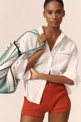 Maeve French Sayings Buttondown Shirt | Anthropologie (US)