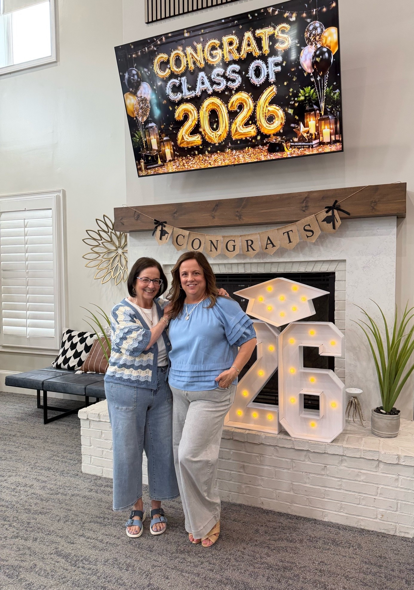 Mother/grandmother grad party attire.

Jessica’s top is from a local boutique and jeans are Democracy from Short Story Box subscription.

#LTKOver40 #LTKMidsize #LTKPetite