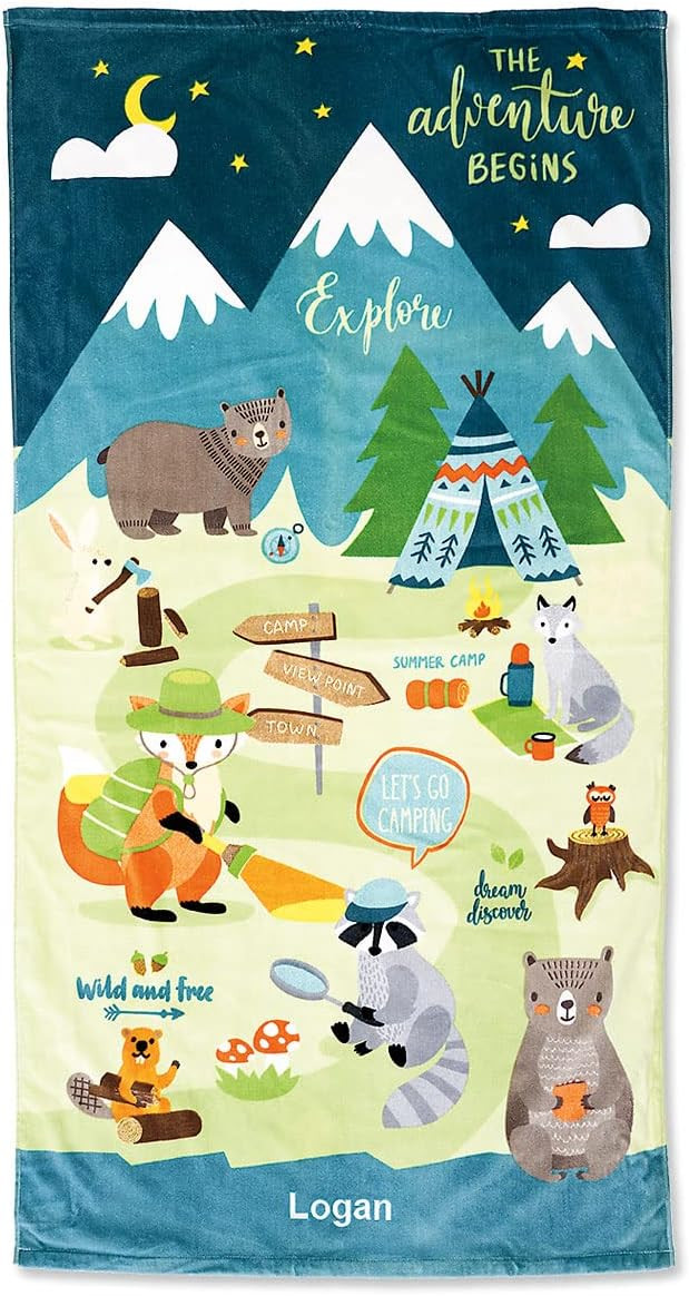 Lillian Vernon Woodland Animals Personalized Boys Towel - Custom Embroidered with Name or Monogra... | Amazon (US)