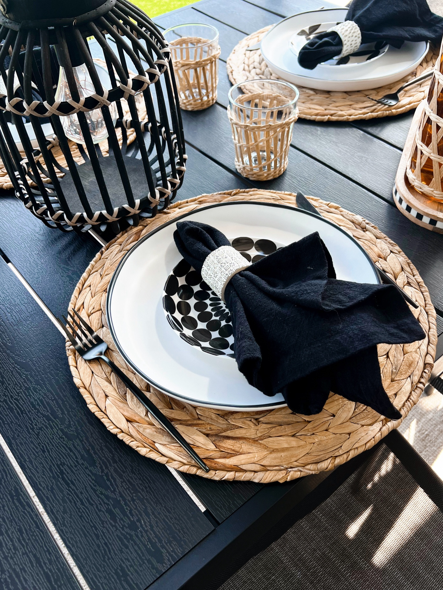 Al fresco dining is a summer favorite!! Bump it up a notch with melamine plates that are dishwasher safe! add grass, weave glasses and lanterns and villa. You have a beautiful but casual outdoor dining look.

#LTKSeasonal #LTKHome
